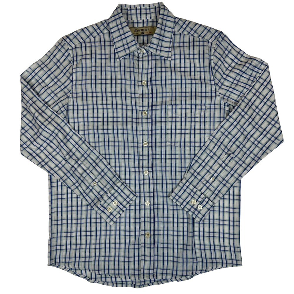 Kennington California Mens‎ Small Blue Green Plaid Long Sleeve Button Down Shirt